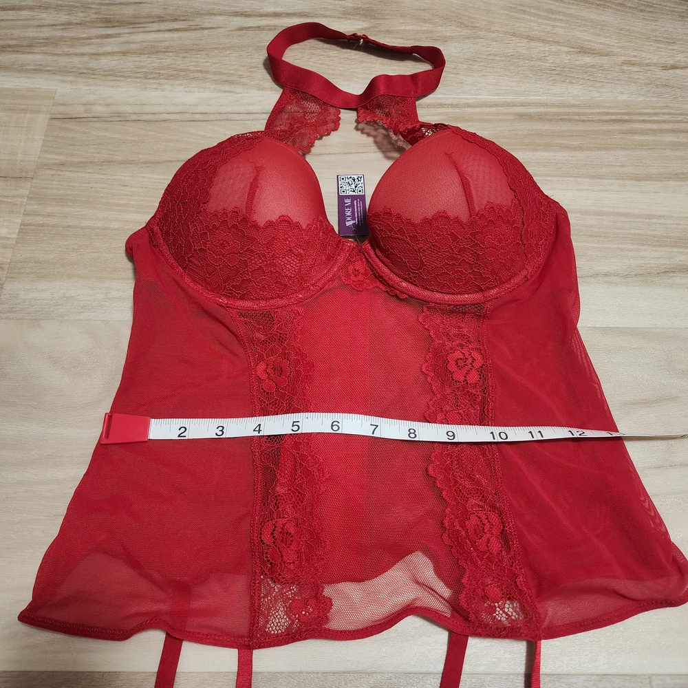 New Adore Me Red Lace Bustier Lingerie